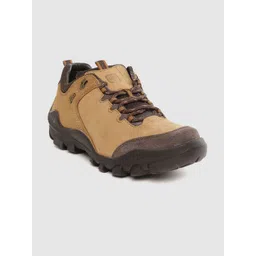 Woodland Men Camel Brown Leather Solid Sneakers