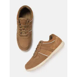 Woodland Men Camel Brown Solid Leather Sneakers