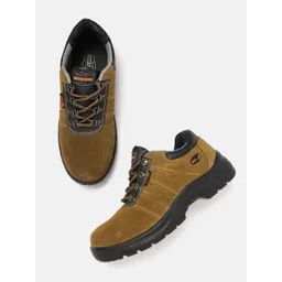 Woodland Men Camel Brown Solid Leather Sneakers