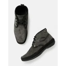 Woodland Men Colourblocked Mid-Top Leather Sneakers