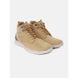 Woodland Men Mid-Top Perforated Detail Sneakers