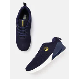 Woodland Men Navy Blue Woven Design Sneakers