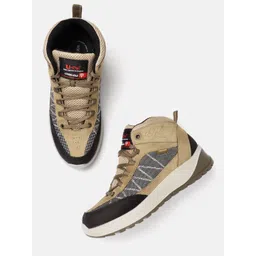 Woodland Men Nubuck Leather Colourblocked Mid-Top Boots