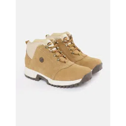 Woodland Men Nubuck Leather Colourblocked Mid-Top Sneakers