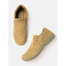 Woodland Men Round-Toe Leather Slip-On Sneakers