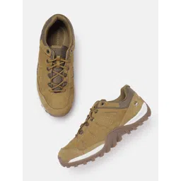 Woodland Men Round Toe Leather Sneakers
