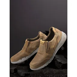 Woodland Men Textured Nubuck Slip-On Sneakers