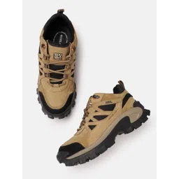 Woodland Men Woven Design Suede Sneakers