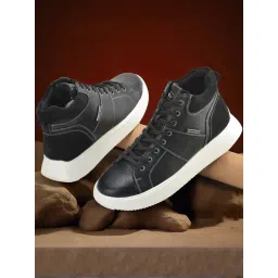 Woodland Men's Black Ankle High Sneakers