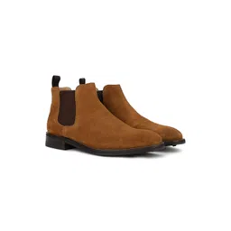 Woods Men Round-Toe Mid-Top Block Heels Chelsea Boots