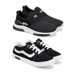 World Wear Footwear Men Mesh Running Non-Marking Slip-On Shoes