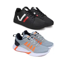 World Wear Footwear Men Pack Of 2 Mesh Running Non-Marking Shoes