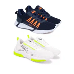 World Wear Footwear Men Pack Of 2 Mesh Running Non-Marking Shoes