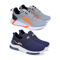 World Wear Footwear Men Pack Of 2 Mesh Running Non-Marking Shoes