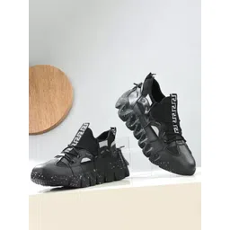 Woyak Men Round Toe Lace-Ups Perforations Sneakers