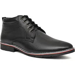 WROC Men's Leather Lace Up Ankle Boots | TPR Sole | Plain Toe Dress Boots | Formal Casual Office Wear Business Shoes