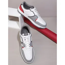 WROGN Men Colourblocked Round-Toe Sneakers with Perforated Detail