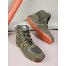 WROGN Men Round-Toe Mid-Top Sneakers