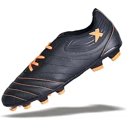 XXUMA Unisex X-Pro TPU Sole Faux Leather Black/Orange Football Studs Durable Lightweight Enhanced Grip Size-5