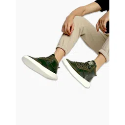 yoho Men Mid Top Lightweight Memory Foam Insole Contrast Sole Sneakers