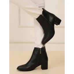 yoho Women Textured Block Heel Winter Boots