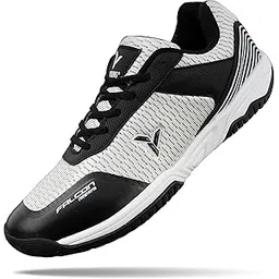 YOUNG Falcon Super Light Weight Non Marking Badminton Shoe | Ideal for Indoor Games (Badminton, Tennis, Volleyball, Squash) | Super Stable | Hi-Comfy Badminton Shoe White (Size Uk7, Unisex-Adult)