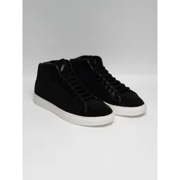 ZEESH Men Round Toe Lightweight Leather Sneakers