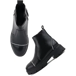 ZIP STYLE CHUNKY CHELSEA BOOTS FOR WOMEN
