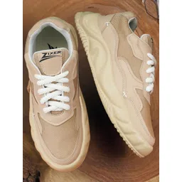 Zixer Men Woven Design Contrast Lace Sneakers