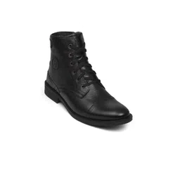 Zoom Shoes Men Black Solid Leather Boots