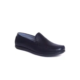 Zoom Shoes Men Black Textured Leather Slip-On Sneakers