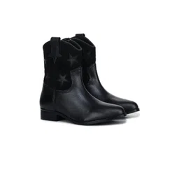 Zoom Shoes Textured Block Heel Leather Boots