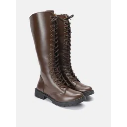 ZORI WORLD Women Lace-Ups High-Top Block Heel Boots